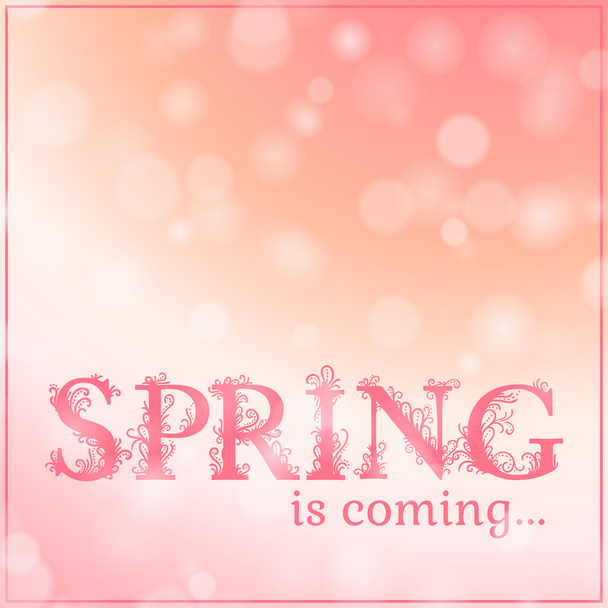 Spring  lettering on blurry background - Vettoriali, immagini