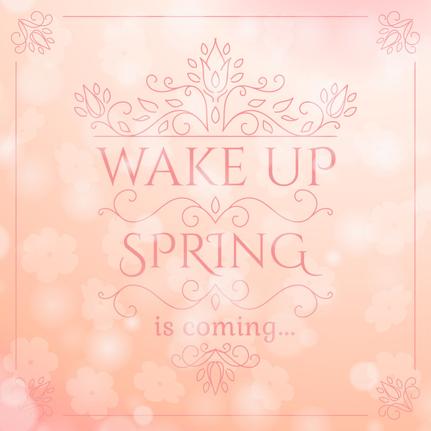 Spring  lettering on blurry background - Vector, Image