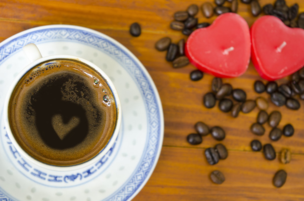 Bir fincan kahve kahve kalp - Fotoğraf, Görsel