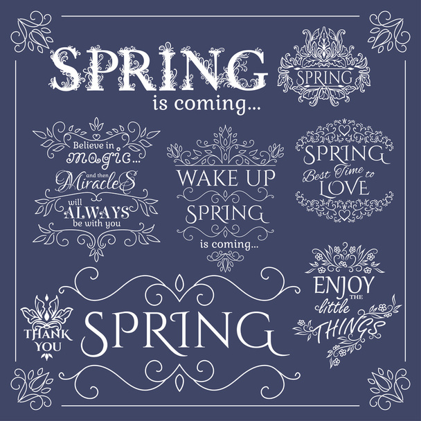 Set of Spring quotes - Вектор, зображення