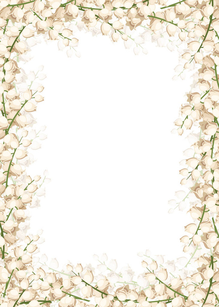 Lily of the valley flowers background frame. Vector card design - Vektor, kép