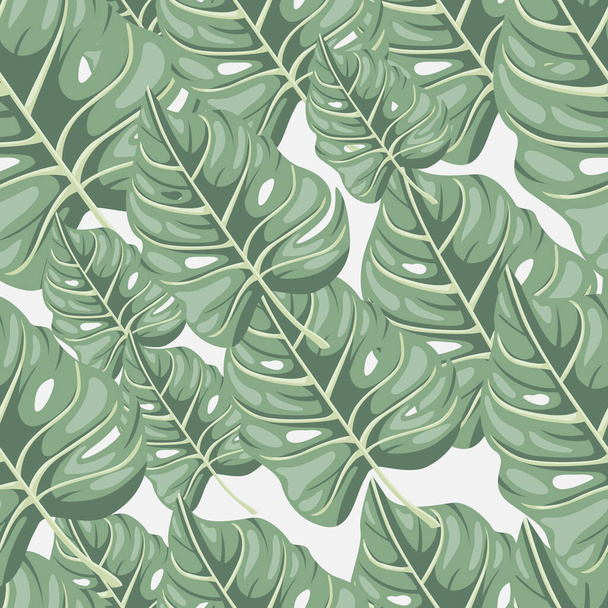 Gestileerd tropisch patroon, palmbladeren bloemen achtergrond. Abstract exotische plant naadloos patroon. Botanisch blad behang. Ontwerp voor stof, textielprint, verpakking, omslag. Vectorillustratie - Vector, afbeelding
