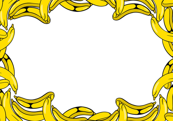 hand drawn fruit frame with banana - Vector, Image