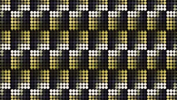 Fondo abstracto con cuadrados formados por pequeños círculos en filas. Moción. Pared de luces led de partículas del mismo tamaño - Imágenes, Vídeo