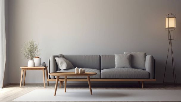 Simple minimalist modern living room, cozy, comfortable, and elegant for house and apartment, good interior. - Fotó, kép