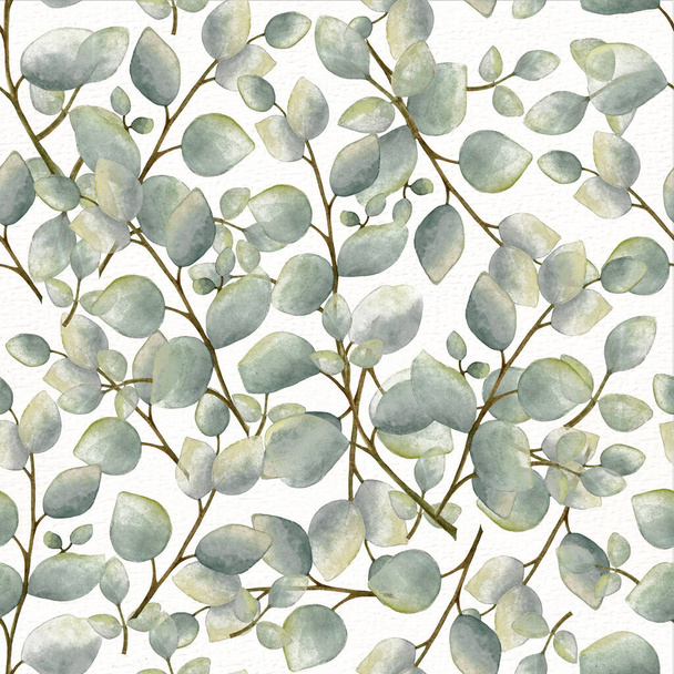 Seamless pattern with leaves. Modern creative design watercolor painting. - Photo, Image