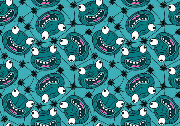 Cartoon kawaii animals seamless frogs pattern for wrapping paper and fabrics and linens and kids clothes print and kindergarten textiles. High quality illustration - Zdjęcie, obraz