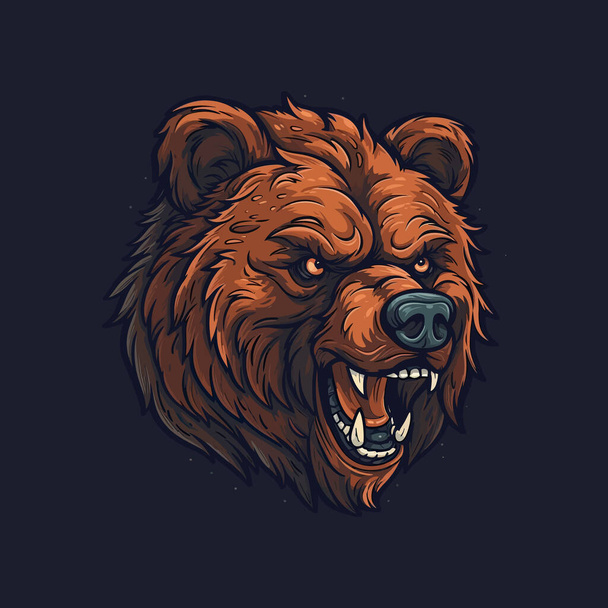 A logo of a angry bear's head, designed in esports illustration style mascot design - Vector, imagen