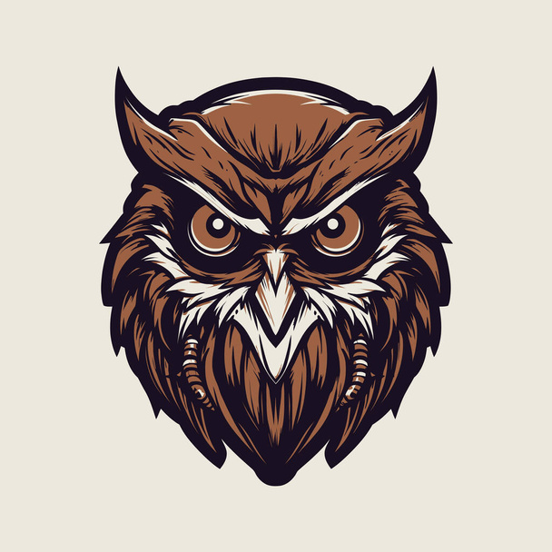 Logo głowy sowy, zaprojektowany w esports ilustracji styl maskotka projektu - Wektor, obraz