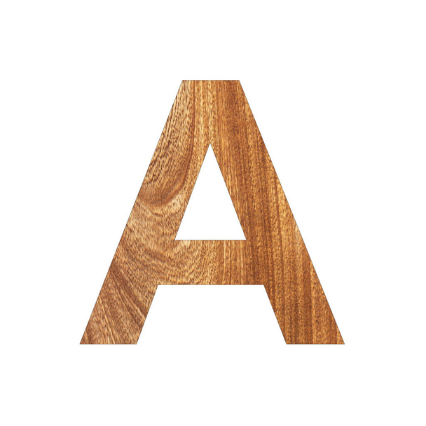 Capital letter A on oak wood texture - White background - Photo, Image