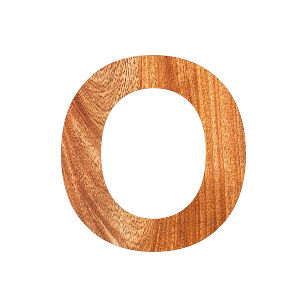 Capital letter O on oak wood texture - White background - Фото, изображение