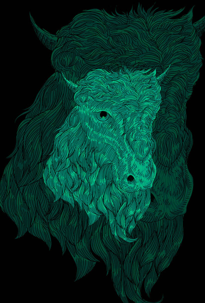 Goat and small horn artwork illustration - Vektori, kuva
