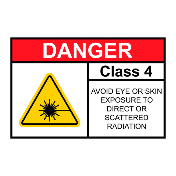 Laser radiation danger class 4 label icon, safety information symbol vector illustration . - Vector, Image