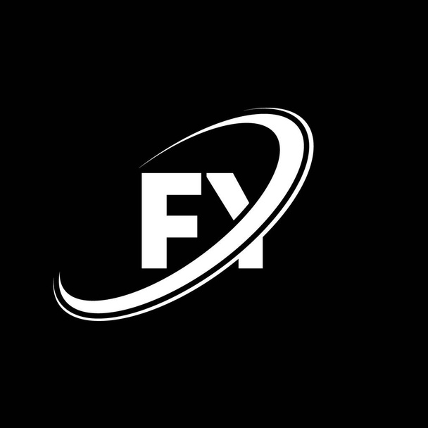 FYF Yレターロゴデザイン。初期文字FY-link円大文字のモノグラムロゴ赤と青。FYロゴ、 F Yデザイン。fy, f y - ベクター画像