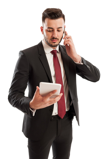 Elfoglalt üzletemberek ember multitasking - Fotó, kép