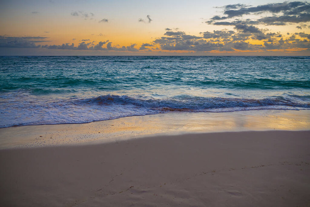 Caribbean sands at sunrise in Punta Cana Dominican Republic. - Photo, Image