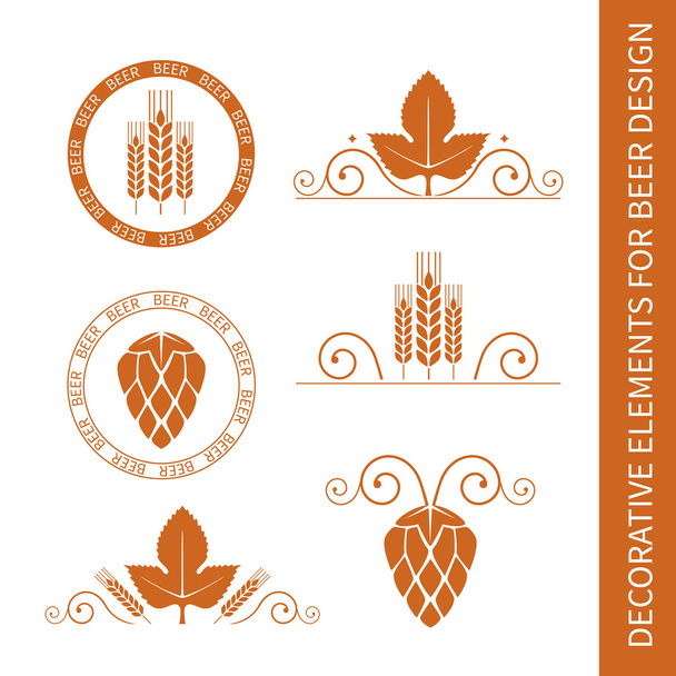 Декоративные элементы для дизайна этикеток пива
 - Вектор,изображение