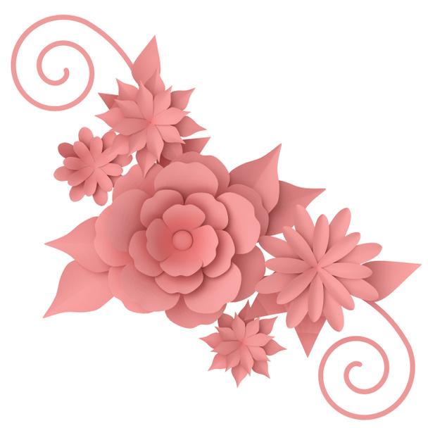 3D paper flower. 3D illustration. - Foto, imagen