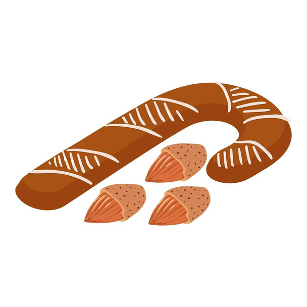Holiday dessert icon isometric vector. Fresh shelled almond, gingerbread cookie. Dessert, food concept - Διάνυσμα, εικόνα