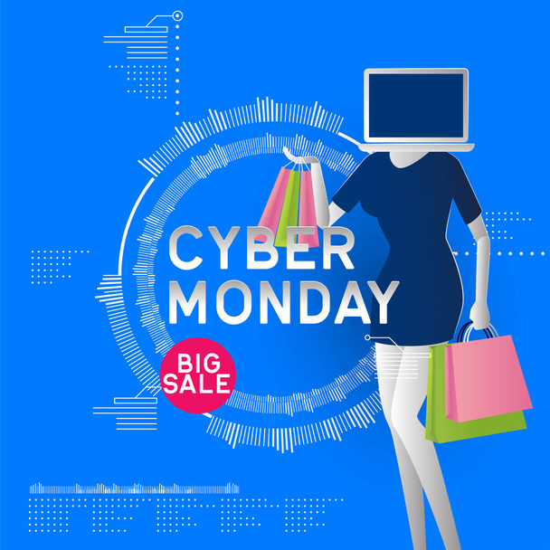 Cyber Monday sale poster. vector illustration - Διάνυσμα, εικόνα
