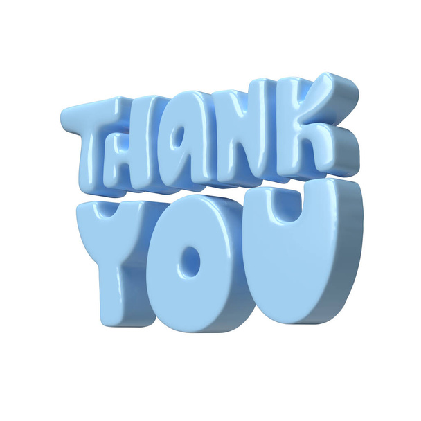 Dziękuję niebieski liternictwo 3d tekst ikona ręcznie narysowane, Święto Dziękczynienia Cute Illustration izolowane na białym tle z ścieżki wycinania. - Zdjęcie, obraz