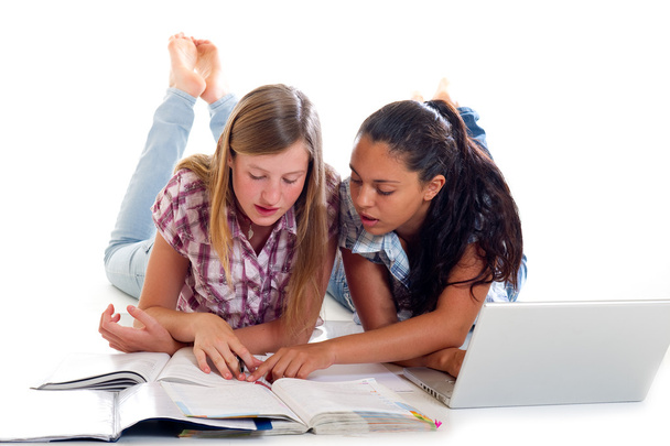Teens study with laptop - Foto, Imagen
