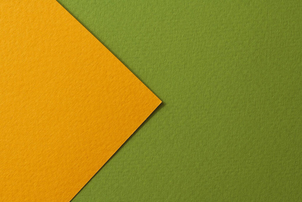 Rough kraft paper background, paper texture orange green colors. Mockup with copy space for text - Foto, Bild