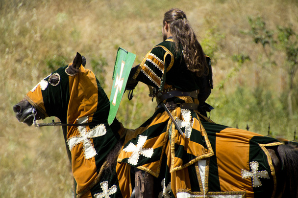 Caballero medieval en su caballo galopando
 - Foto, imagen