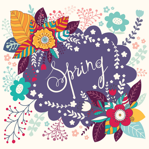 Spring floral greeting card - Vector, Imagen