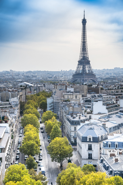 Панорамный вид на Париж с Триумфальной арки, Франция - Фото, изображение