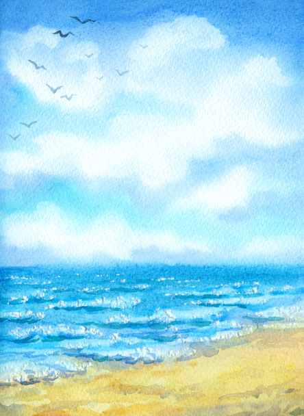 akvarell tengeri tájkép - Fotó, kép