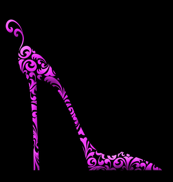 barok elegancki wysokim obcasie buta różowy na czarny - Zdjęcie, obraz