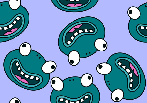 Cartoon kawaii animals seamless frogs pattern for wrapping paper and fabrics and linens and kids clothes print and kindergarten textiles. High quality illustration - Fotografie, Obrázek