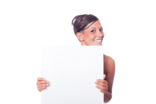 Young Woman Holding a Blank Board - Foto, Bild