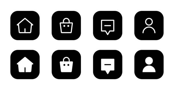 Accueil, boutique, boîte de réception et vecteur d'icône de profil. Menu Tiktok ui concept - Vecteur, image