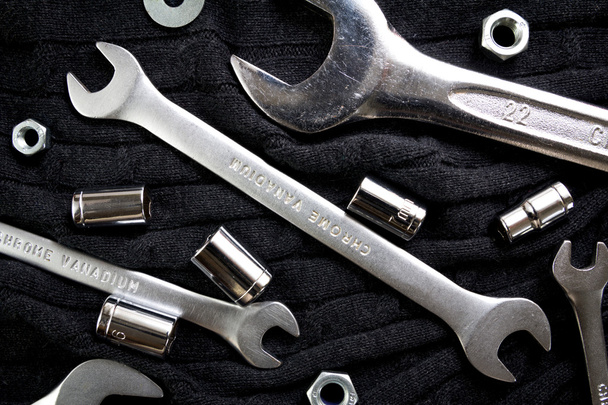 Set of tools on black background - Photo, Image