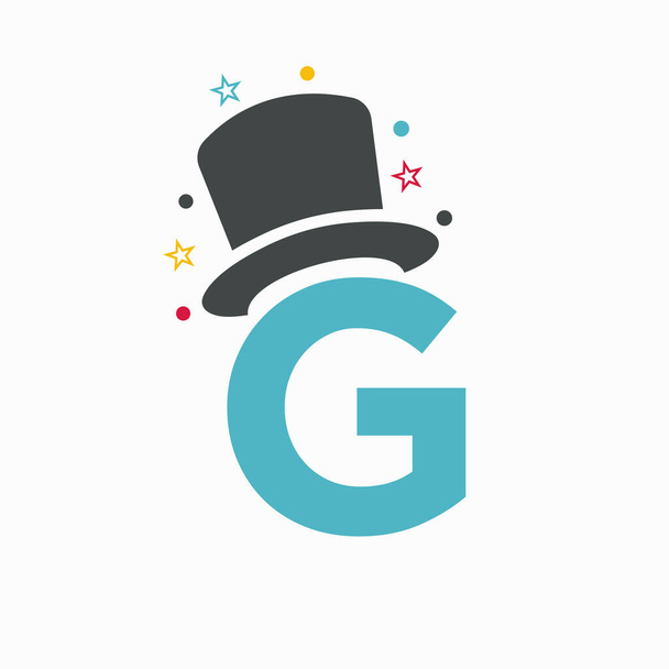 Carta G Magic Hat Logo Design. Modelo de vetor de símbolo mágico - Vetor, Imagem