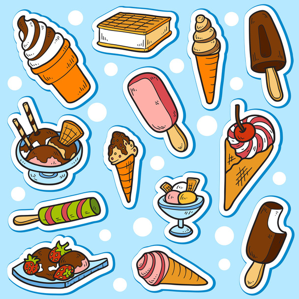 Set of vector stickers (ice cream) - Vector, Image