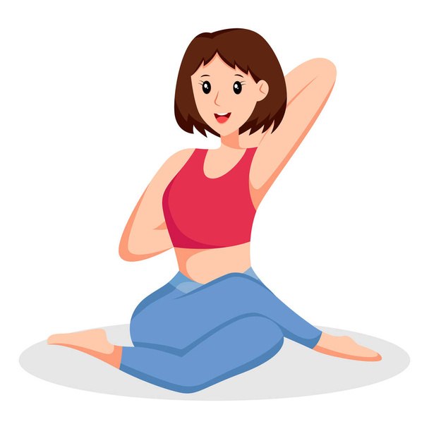 Girl Yoga Pose Character Design Illustration - Vektor, kép