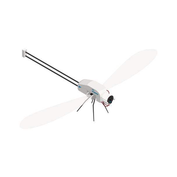 Dragonfly bio robot con cámara de vigilancia isométrica 3d vector ilustración - Vector, Imagen