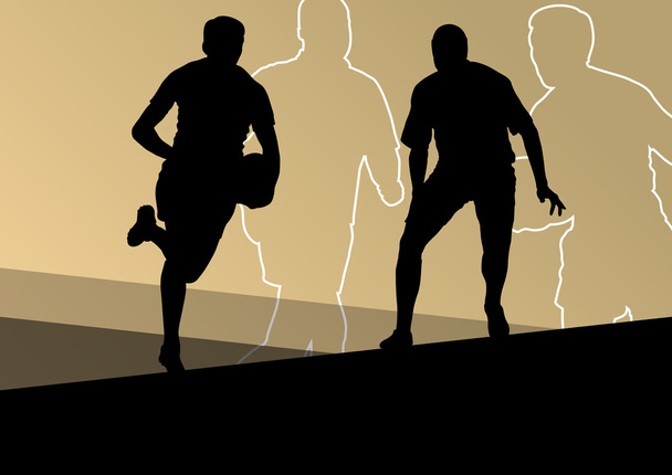 Rugby-Spieler aktive junge Männer Sport Silhouetten abstrakte Backgro - Vektor, Bild