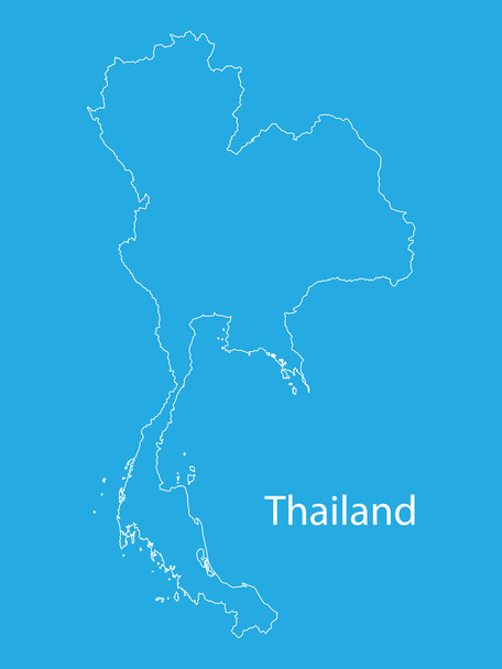Esquema de Tailandia mapa sobre fondo azul
 - Vector, Imagen