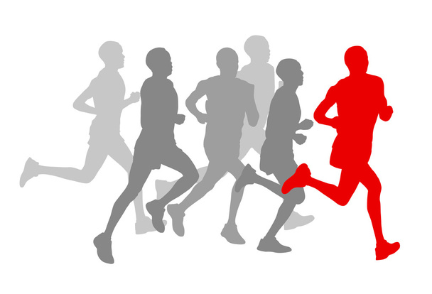 Winner finish vector background and group of runners concept - Vector, Image