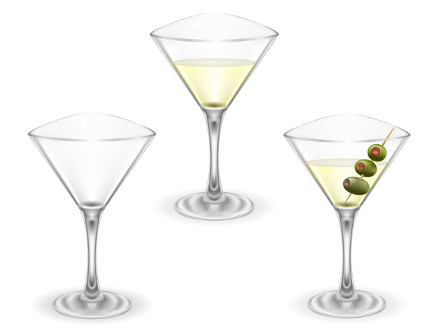 martini cocktail alcoholic drink glass vector illustration isolated on white background - Vetor, Imagem