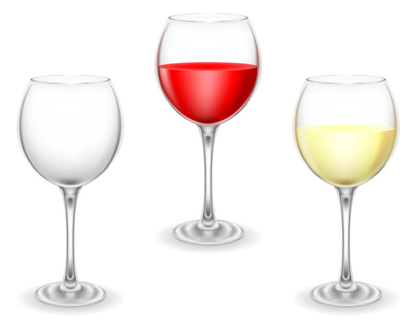 transparent glass for wine and low alcohol drinks vector illustration isolated on background - Wektor, obraz