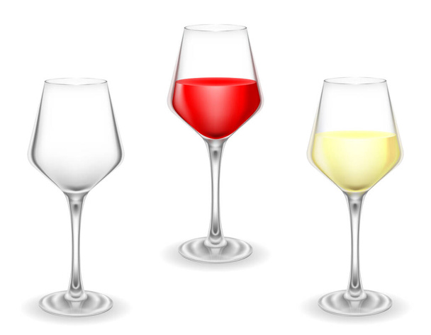 transparent glass for wine and low alcohol drinks vector illustration isolated on background - Vektor, Bild