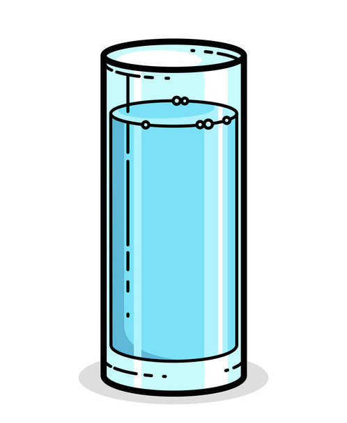 Glass of water vector illustration isolated on white, pure fresh drinking water cartoon style icon. - Vector, Imagen