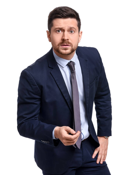 Handsome bearded businessman in suit on white background - Foto, Imagen
