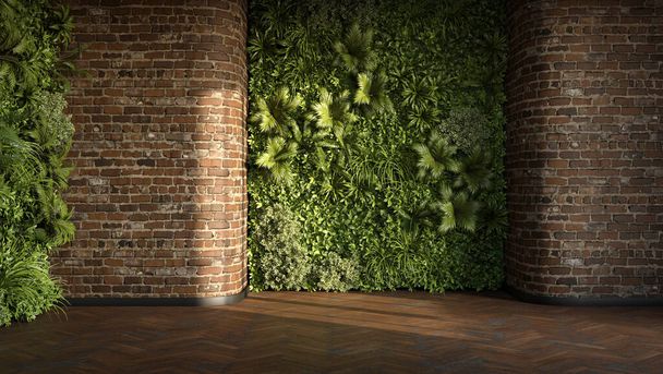 Modern iç tasarımda dikey Yeşil Duvar, 3D görüntüleme - Fotoğraf, Görsel