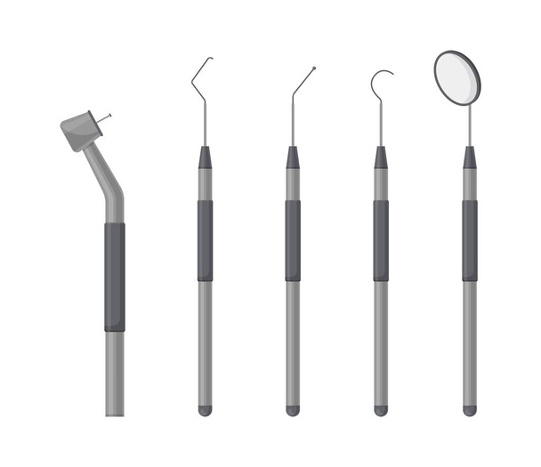 Set of dental instrument. Oral hygiene, medical and dentistry healthcare. Vector illustration in cartoon style isolated on white background. - Vektör, Görsel